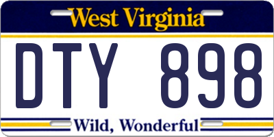 WV license plate DTY898