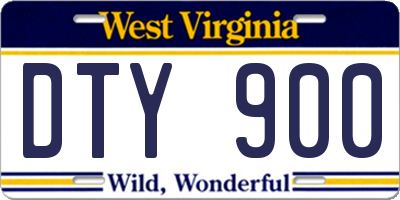 WV license plate DTY900