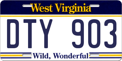 WV license plate DTY903
