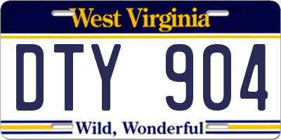 WV license plate DTY904