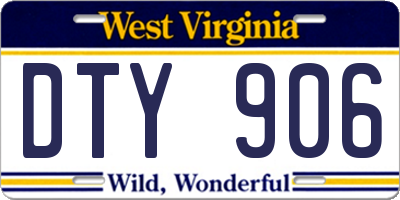 WV license plate DTY906