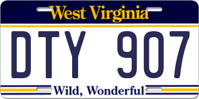 WV license plate DTY907