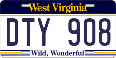 WV license plate DTY908