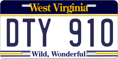 WV license plate DTY910