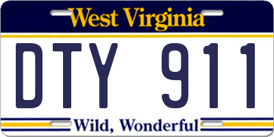 WV license plate DTY911