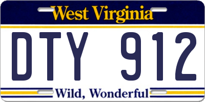 WV license plate DTY912