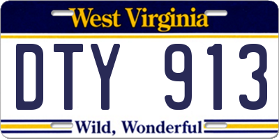WV license plate DTY913