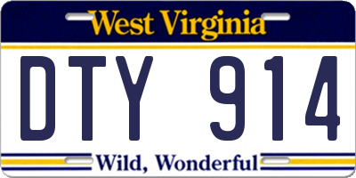 WV license plate DTY914
