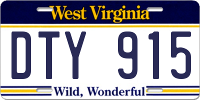 WV license plate DTY915