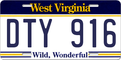 WV license plate DTY916