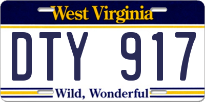 WV license plate DTY917