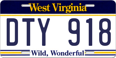WV license plate DTY918