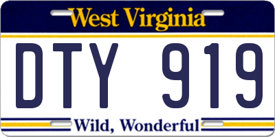 WV license plate DTY919
