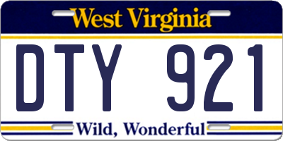WV license plate DTY921
