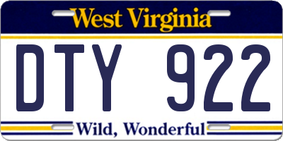 WV license plate DTY922