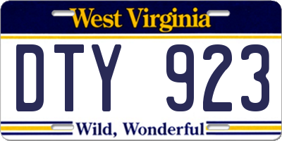 WV license plate DTY923
