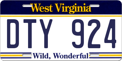 WV license plate DTY924
