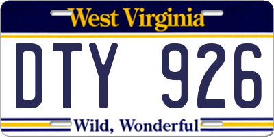 WV license plate DTY926
