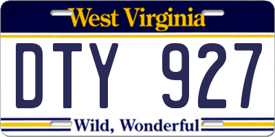 WV license plate DTY927