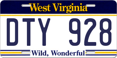 WV license plate DTY928