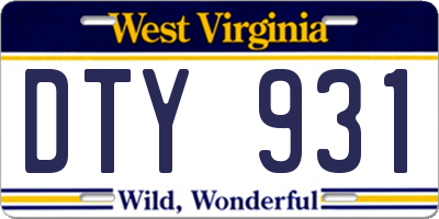 WV license plate DTY931