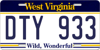WV license plate DTY933