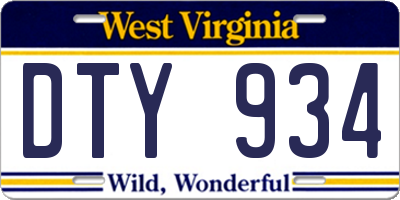 WV license plate DTY934