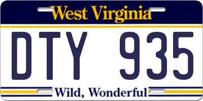 WV license plate DTY935