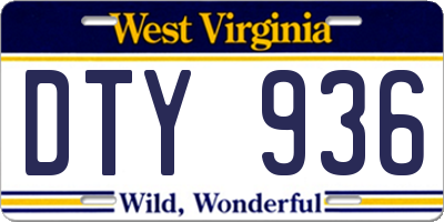 WV license plate DTY936