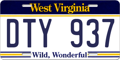 WV license plate DTY937