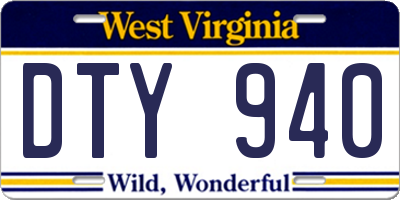 WV license plate DTY940
