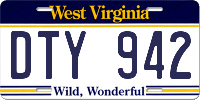 WV license plate DTY942
