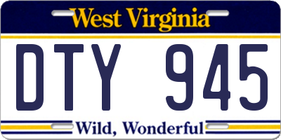 WV license plate DTY945