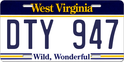 WV license plate DTY947