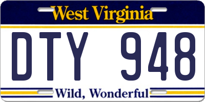 WV license plate DTY948