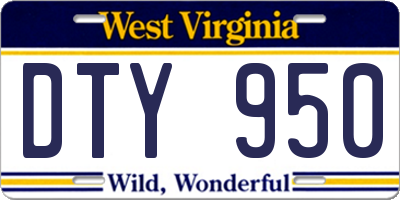 WV license plate DTY950