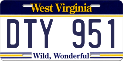 WV license plate DTY951