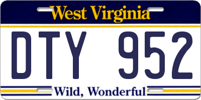 WV license plate DTY952