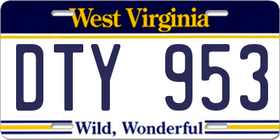 WV license plate DTY953