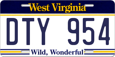 WV license plate DTY954