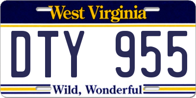 WV license plate DTY955
