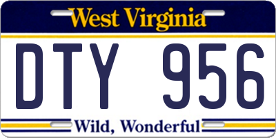 WV license plate DTY956