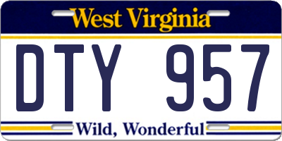 WV license plate DTY957
