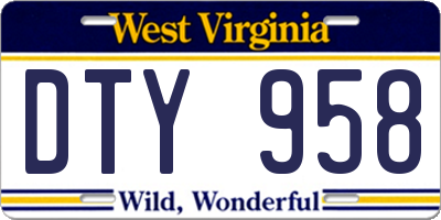 WV license plate DTY958