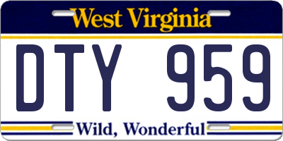 WV license plate DTY959