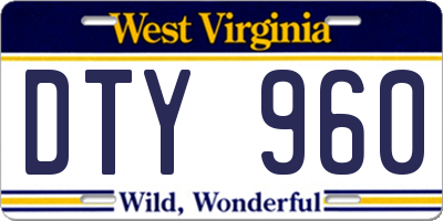 WV license plate DTY960