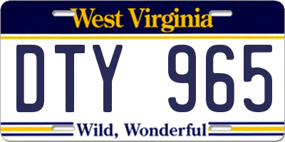 WV license plate DTY965