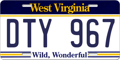 WV license plate DTY967