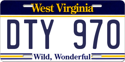 WV license plate DTY970