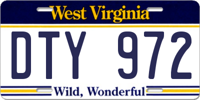 WV license plate DTY972